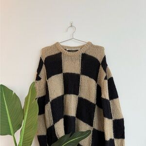 TheOpencProduct Checkered Black and Tan Sweater